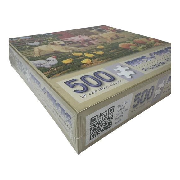 NEW Bits & Pieces Tug Of War 500 Piece Puzzle Puppies Pigs Cow Chicken Farm - Picture 8 of 8